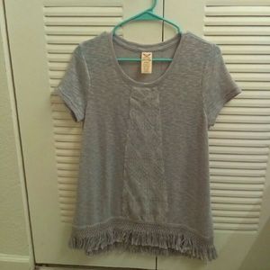 Grey fringe top
